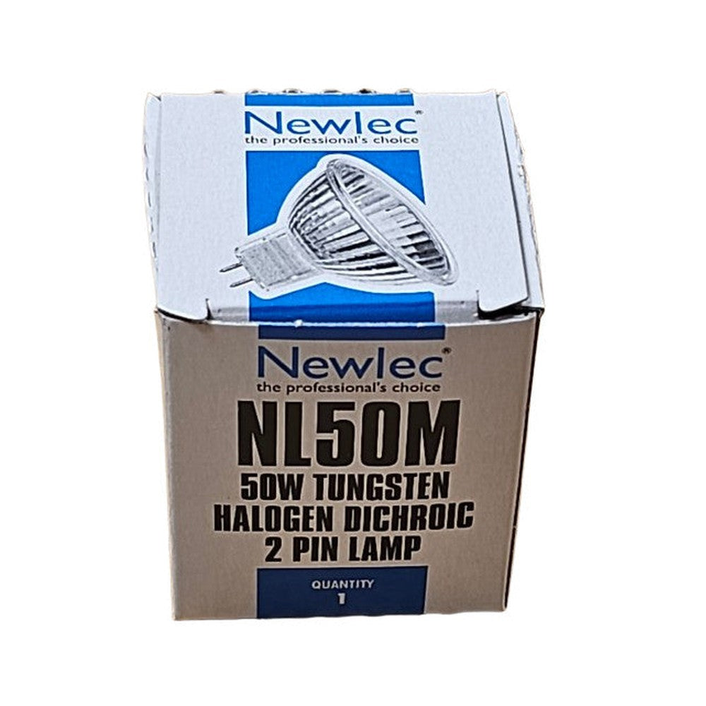 MR16 50W Tungsten Halogen Dichroic 2 Pin Lamp Bulb Newlec Open Front