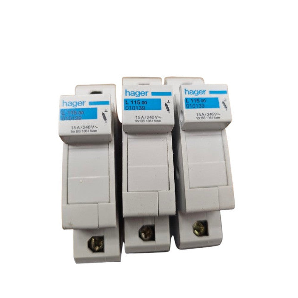 3 x Hager 30A Fuse Holder Cartridge With 30A Fuse BS1361 L115 240V