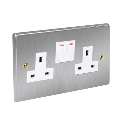 CED Satin Chrome Switches & Sockets - Axiom Electrical Fuse USB Cooker Flatplate