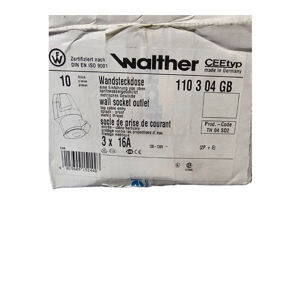 pack of 2 walher 3 x 16A Wall Socket Outlet 110304