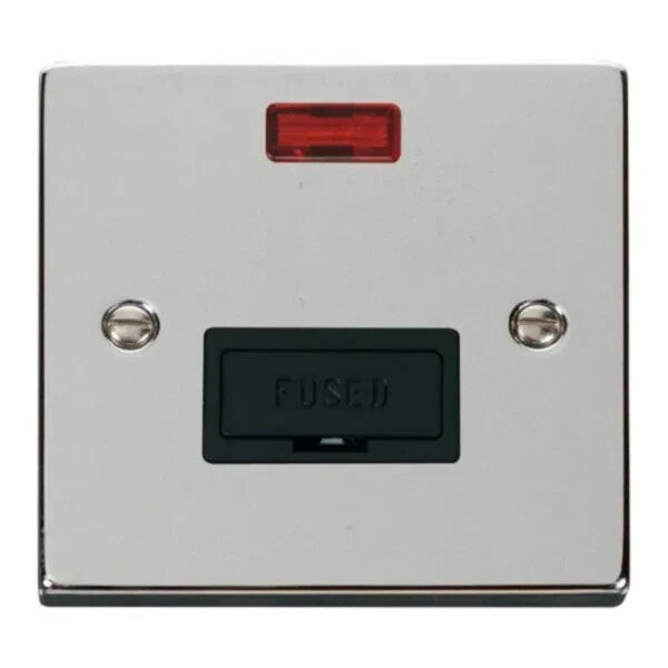 13A Neon Fused | Connection Unit - Black Click VPCH653BK Deco | Polished Chrome