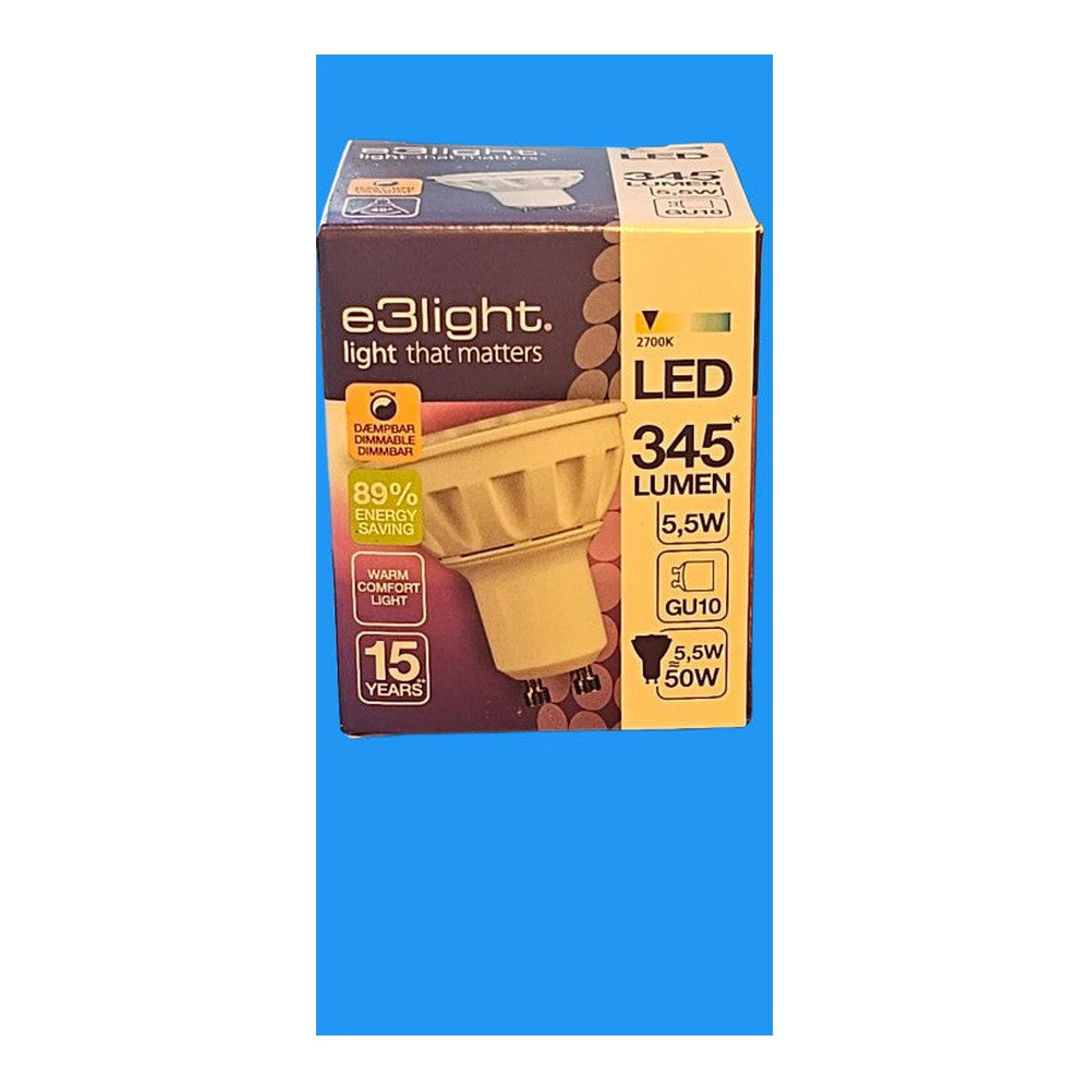 5 x GU10 5.5w = 50w LED e3light 2700k Warm Comfort White 345lm