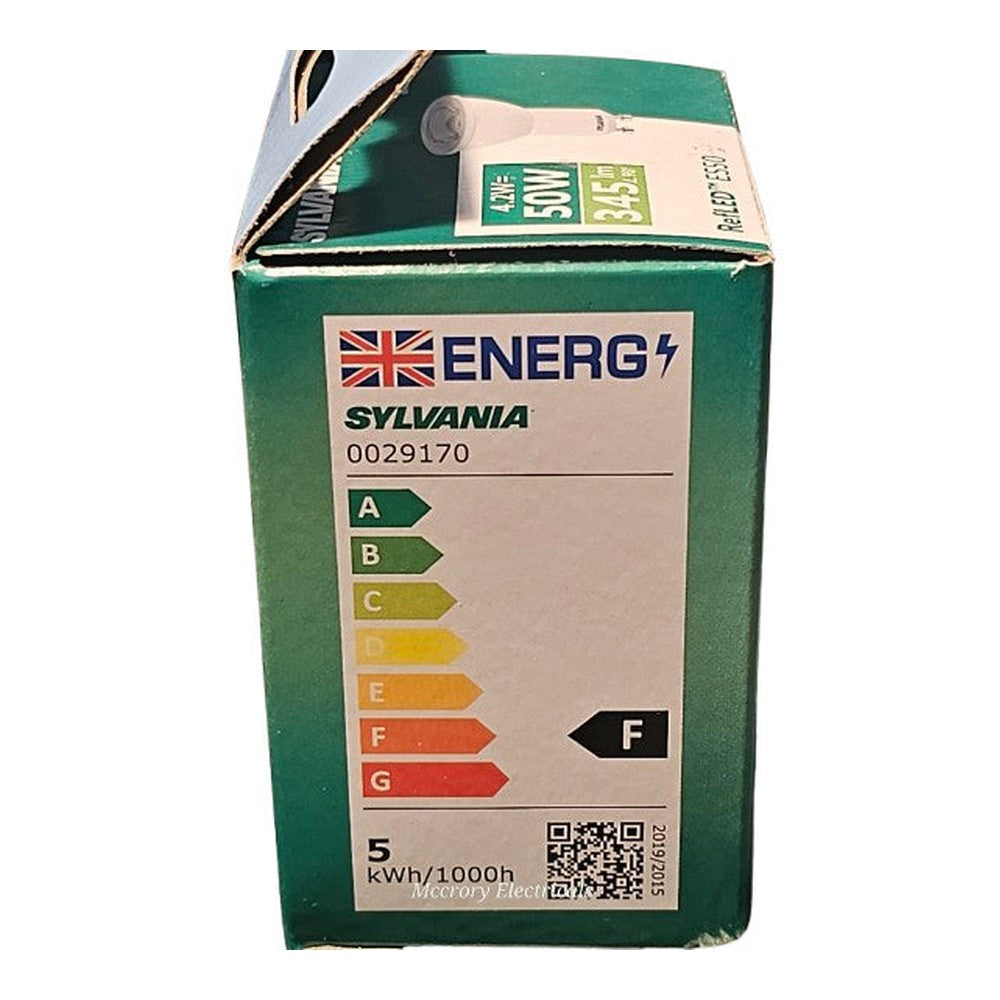 GU10 4.2W = 50W ( Pack of 2 ) Sylvania Bulb 345lm RefLED ES50 15000h