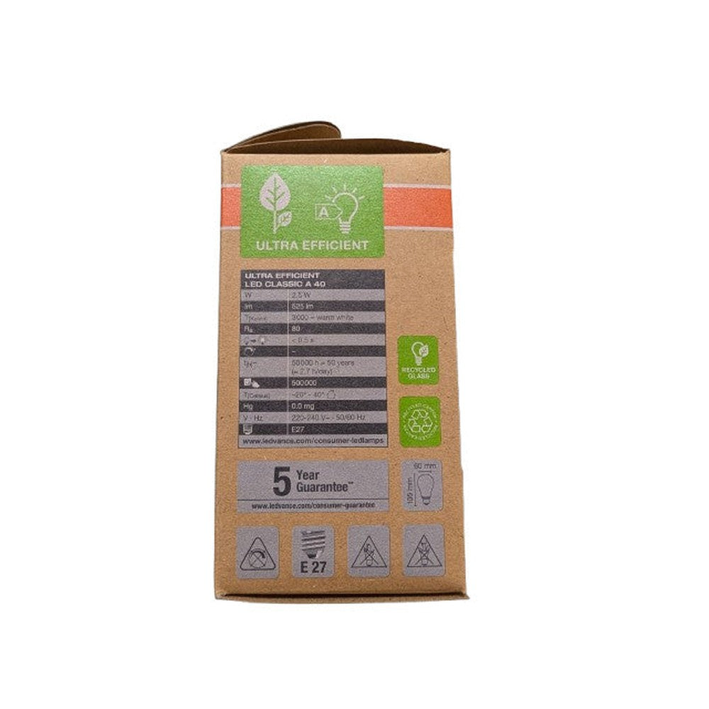 Osram 2.5w = 40w E27 Ultra-Efficient LED Filament GLS Light Bulb Warm White