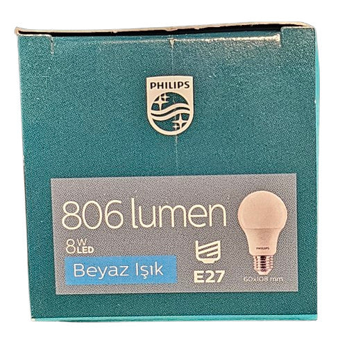 Gls E27 Philips Essential LED 8 watts ES Daylight E27 Philips 86% Energy Saver
