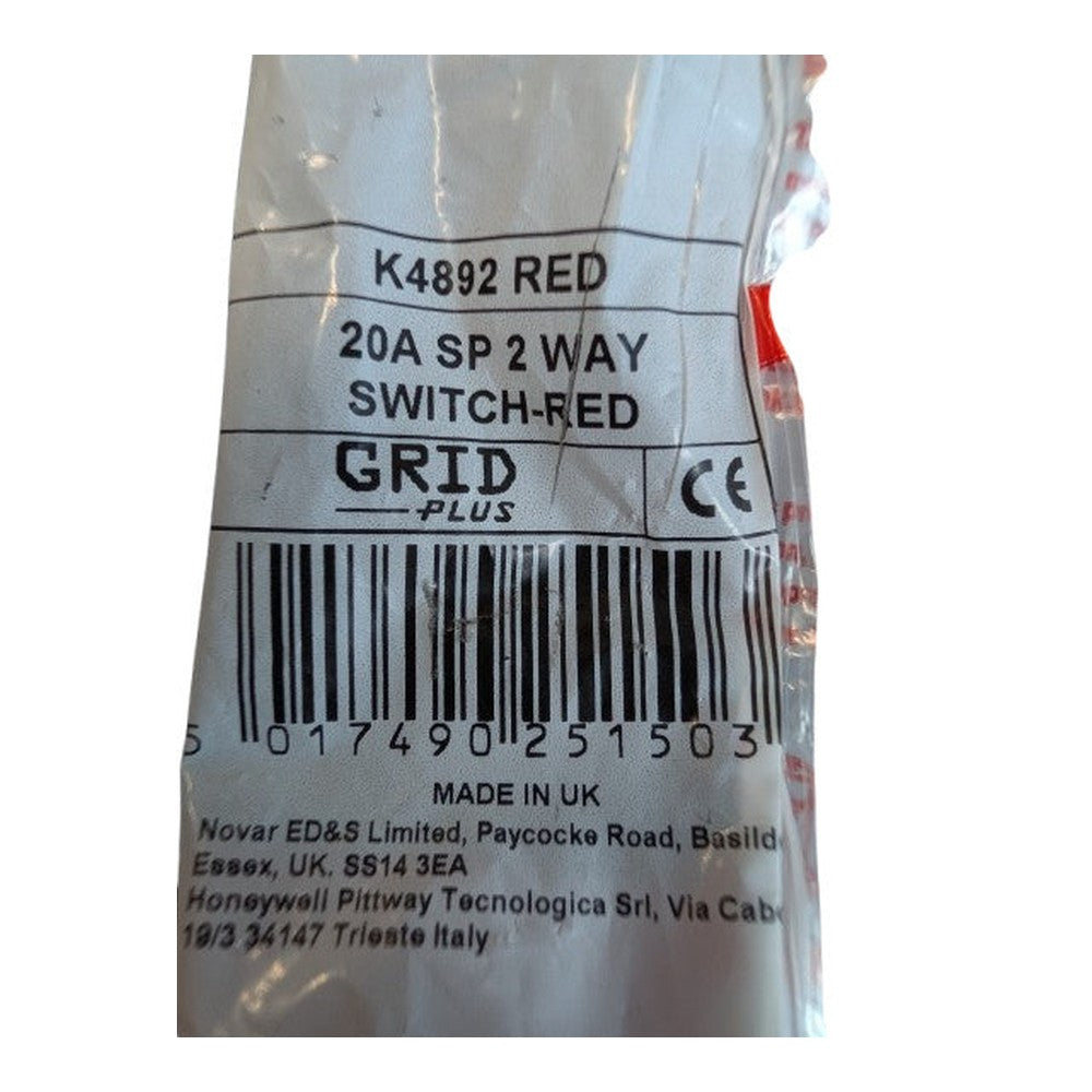 MK GRID Plus K4892RED 20A Single Pole 2 Way Switch Red
