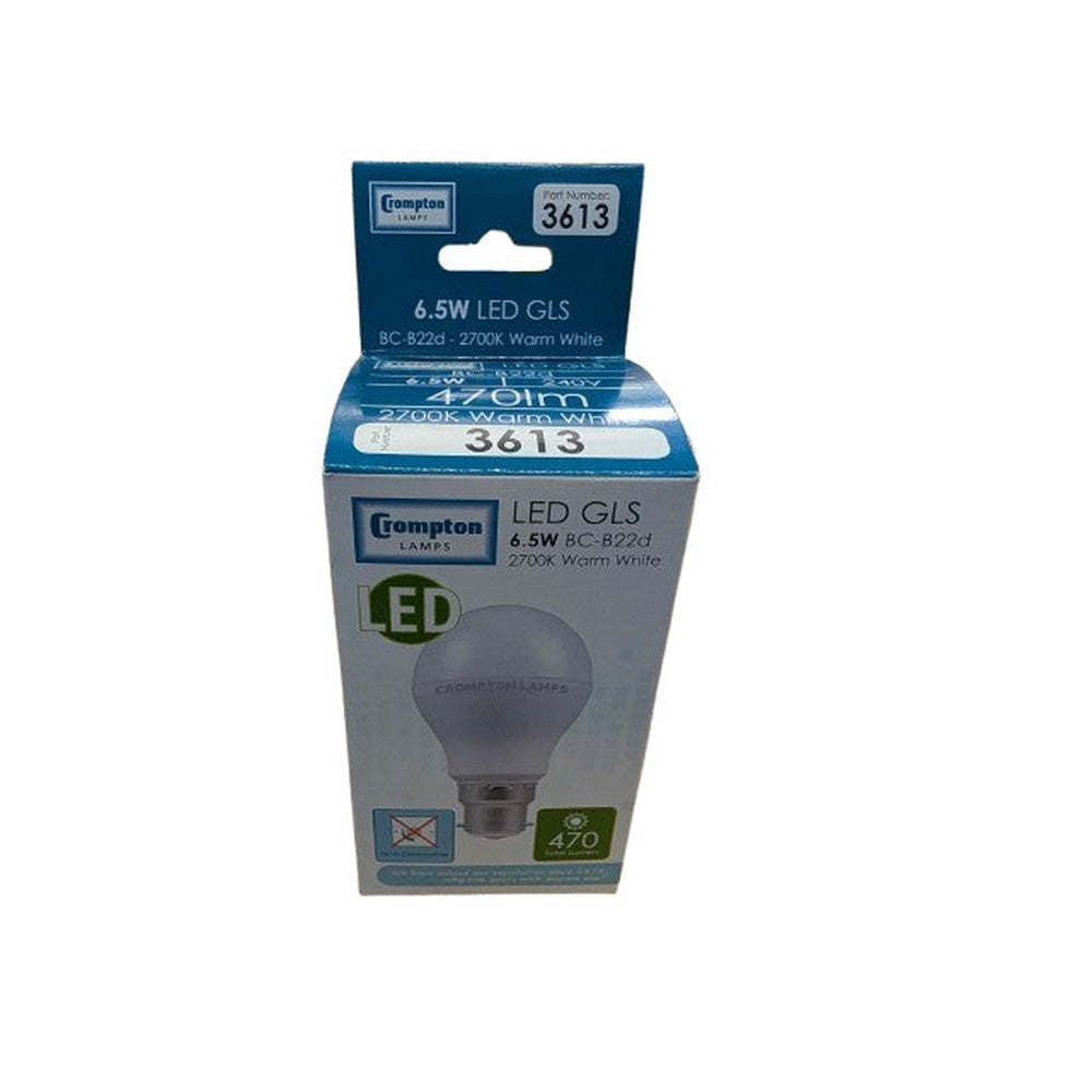 BC-B22d 6.5w ( Pack of 2 ) Compton Lright Bulbs LED GLS Warm White 470lm 2700k