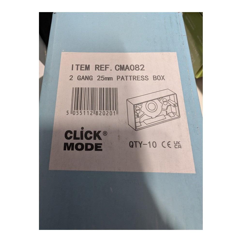 3x Click MODE CMA082 - 25mm Deep Moulded Surface Twin Socket Box White