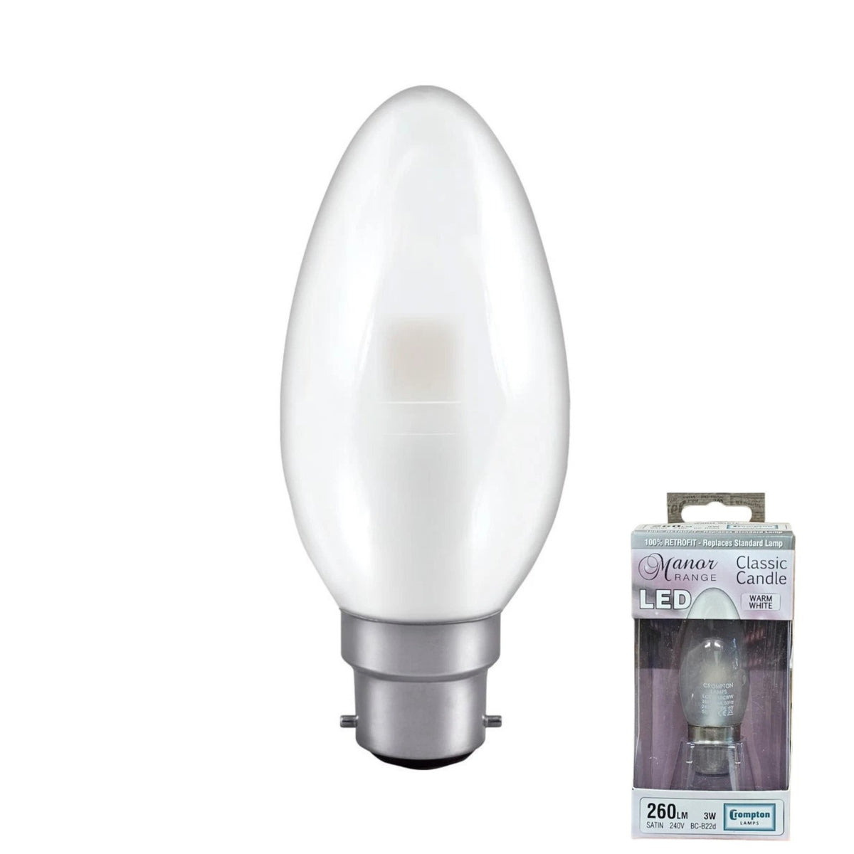 BC ES SBC 3W 5W Candle Flared Round Twisted Bulb Lamp Crompton Manor Range