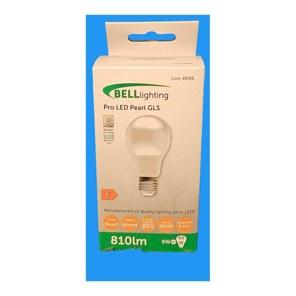 ES-E27 9W = 60W ( Pack of 2 ) Bell Pro LED Pearl GLS Bulb Lamp 810lm Warm 30000H