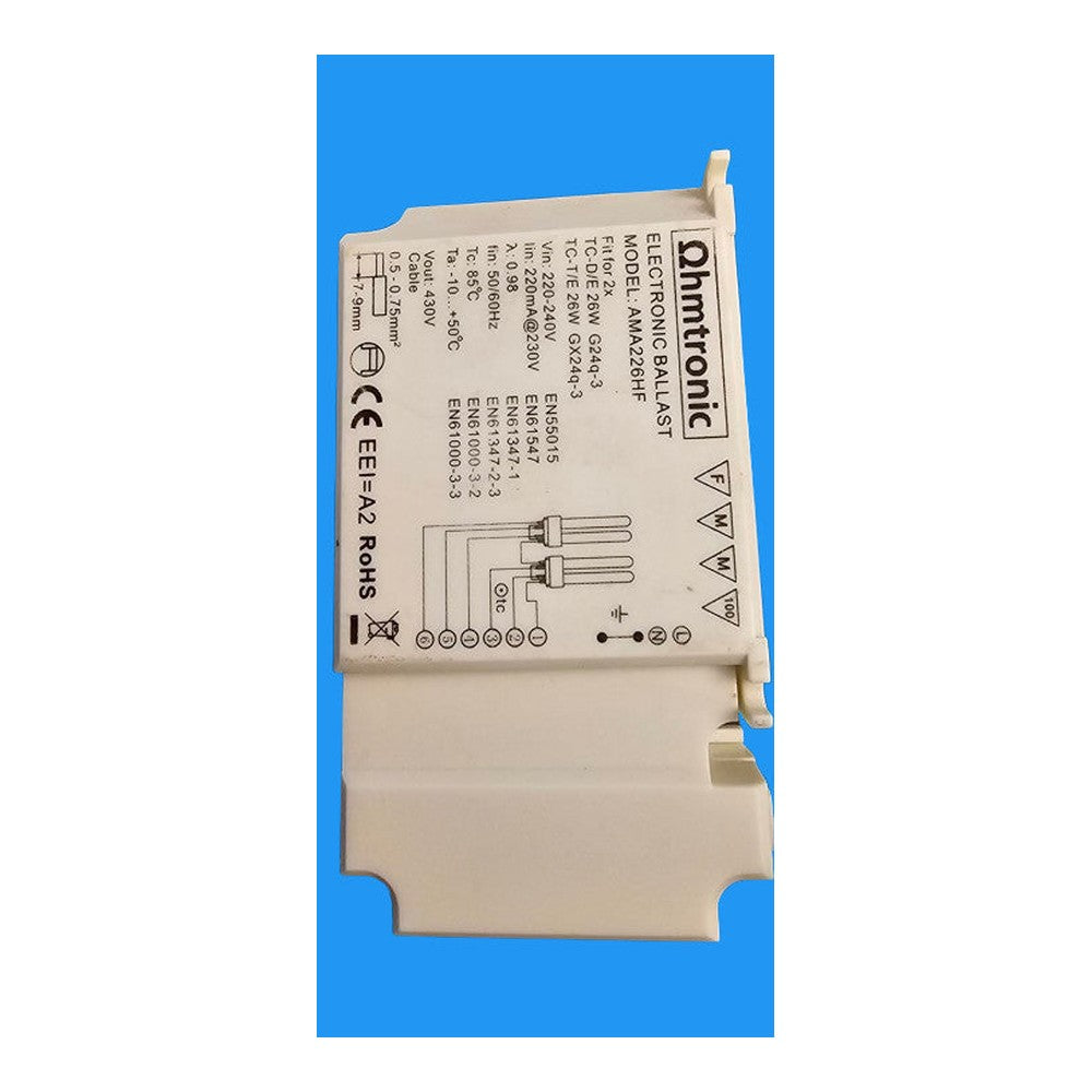 Ohmtronic Electronic Ballasts 26W PLC G24q-3 GX24q-3 220-240v EN55015 D/E T/E