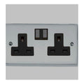 2 Gang 13A Switched Twin Socket Victorian Polished Chrome Plain Raised Plate