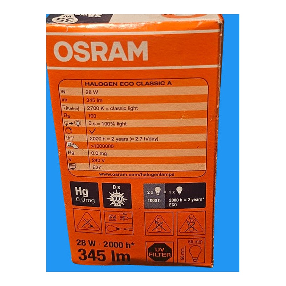 2 x E27 28W =35W Halogen ECO Classic A Bulb Lamp 2700k 335lm