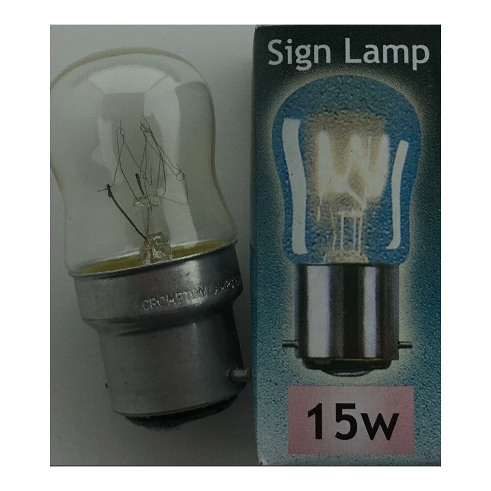 5 x BC-B22d 15W Sign Lamp Clear Bayonet Fitting
