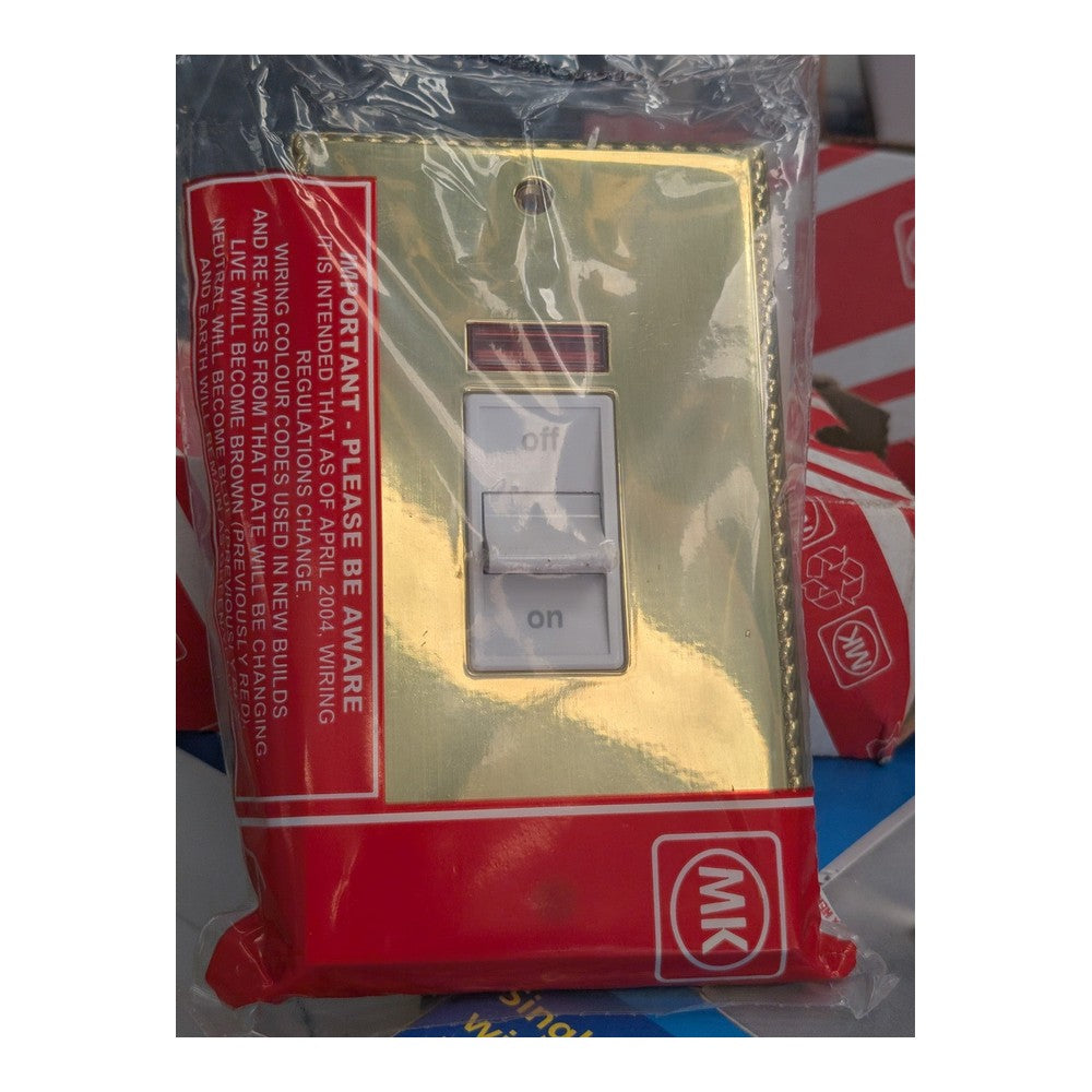 MK K4336 POB W Grosvenor Plus 45A DP Oven Cooker Switch Polished Brass Rope Edge