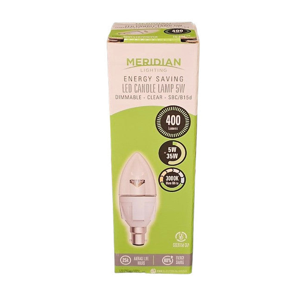 3 x SBC/B15d 5w = 35w LED Candle Bulb Clear Dimmable 3000k Warm White