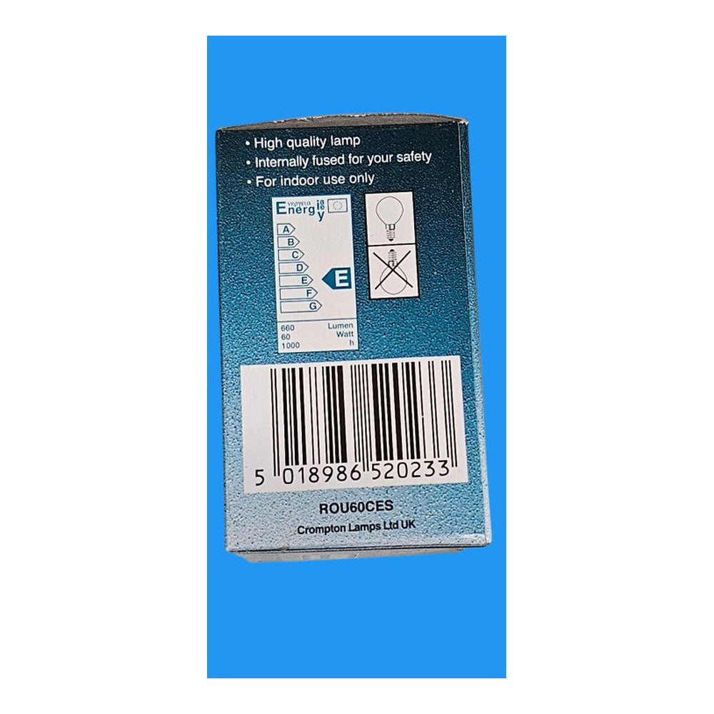 ES-E27 60w Clear Roung Bulb Lamp 240v 45mm Dia