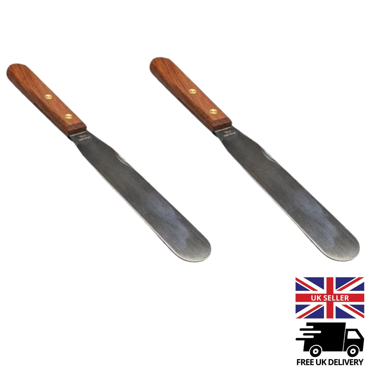 Stainless Steel Wooden Handle Palette Modelling Spatula Tool 150MM Pack Of 2