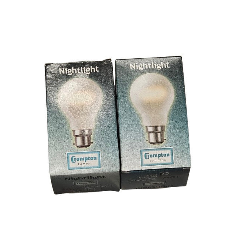 BC B22d 10w ( Pack of 2 ) Crompton Nightlight GLS Pearl 240v