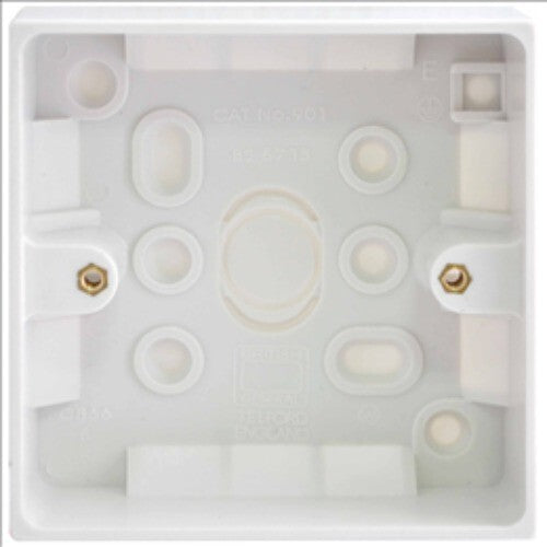 2x BG 901 WHITE SQUARE EDGE Surface Pattress Socket Outlet 32mm 1 Gang Home