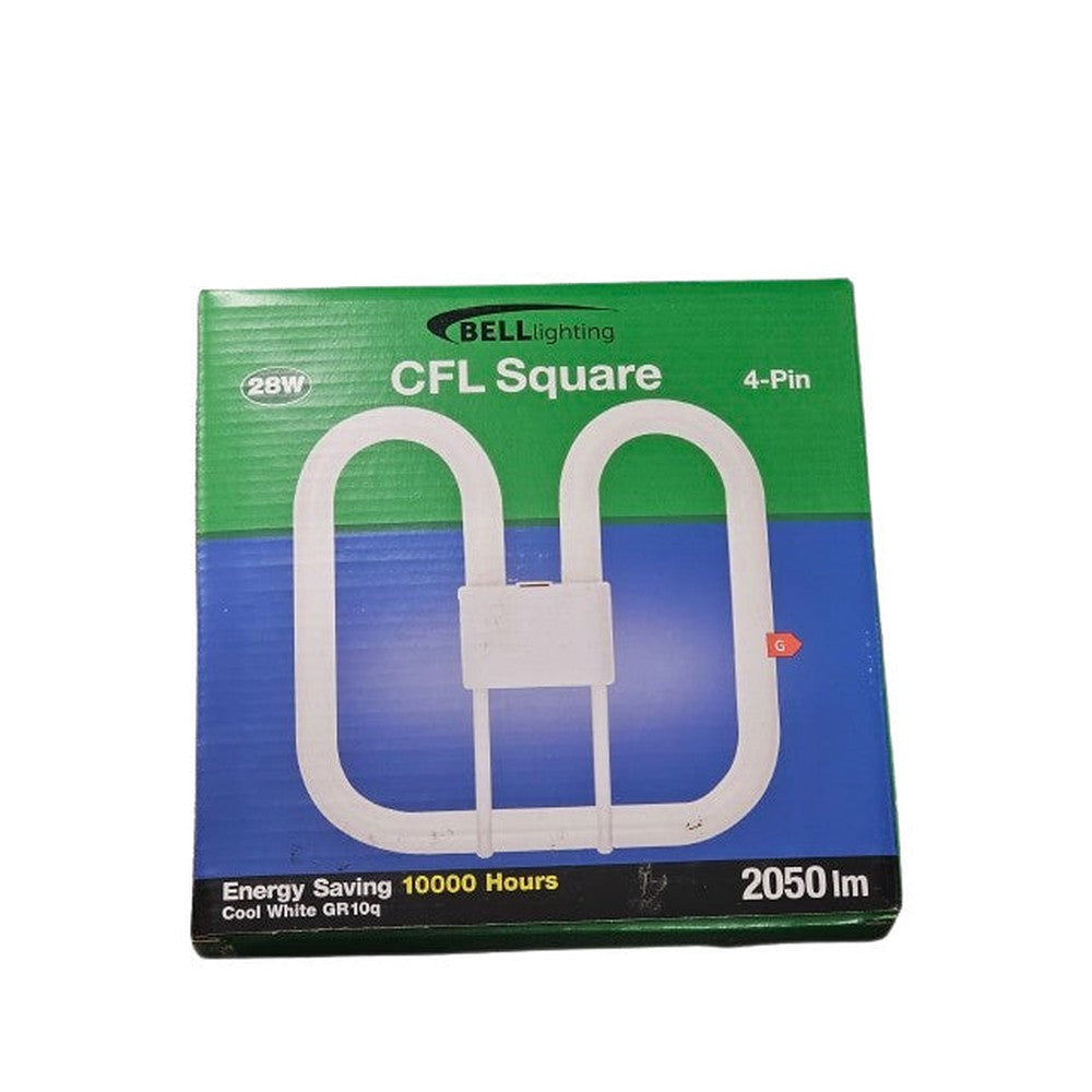 GR10q 4 Pin 2D Bell 28w or 38w Bulb Lamp CFL Square Energy Saver Cool White