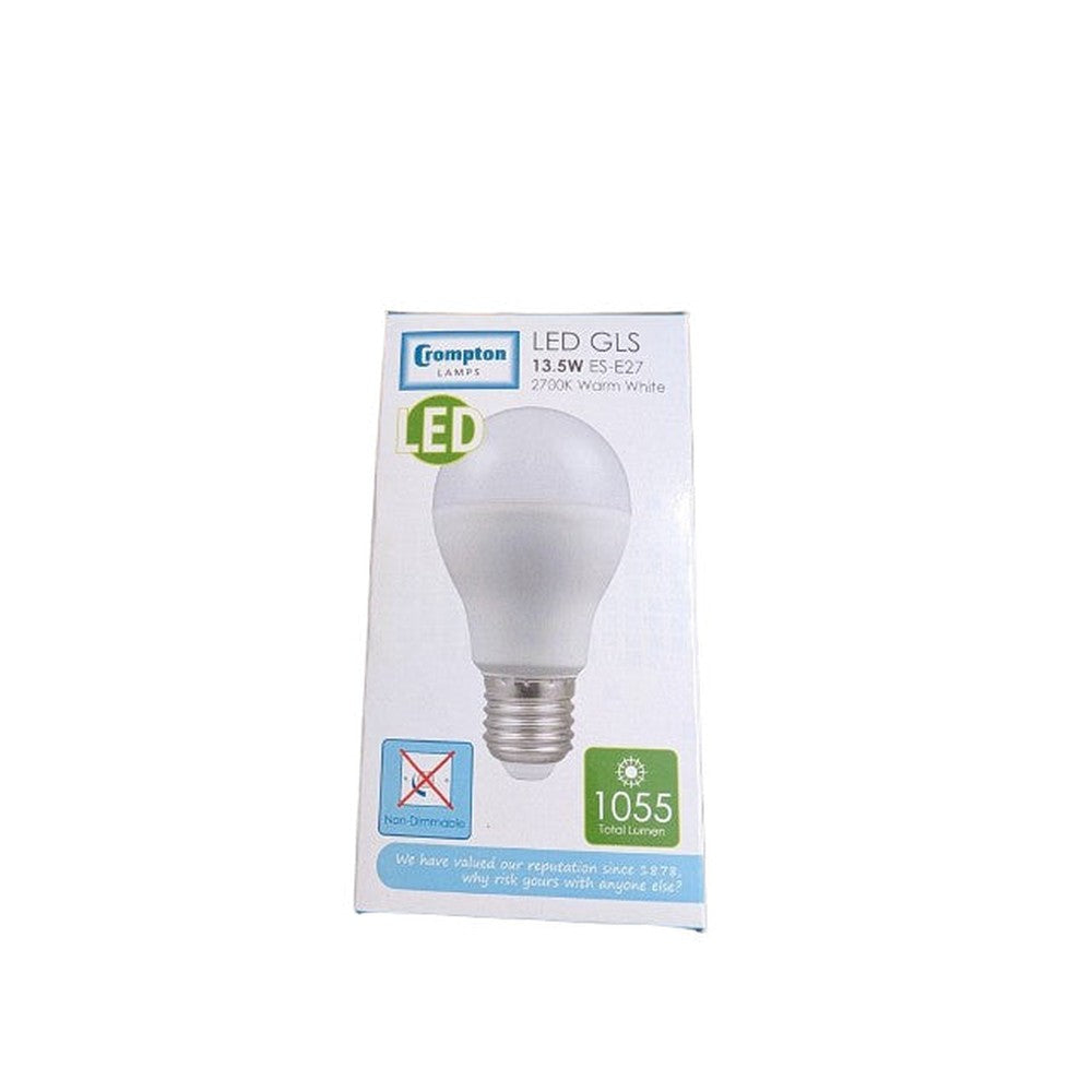 2x Crompton 3705 Lamps Light Bulbs LED GLS 13.5w ES-E27 Warm White 1055lm 2700k