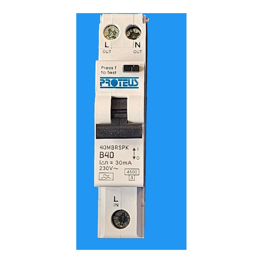 PROTEUS 40AMP 4PA 30MA Single Module Compact RCBO New in Box 40MBRSPK