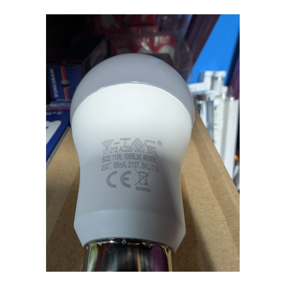 B22 11w = 75w A60 2 Pack LED BULB SAMSUNG CHIP 4000K DAY WHITE B22 1055lm V-TAC