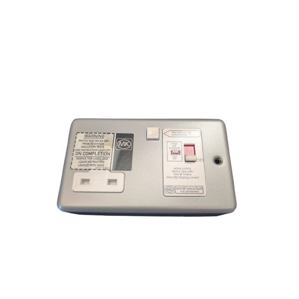 MK K6302ALM Socket 1G Double Pole RCD Sentry Protected Switch Socket 30mA Active