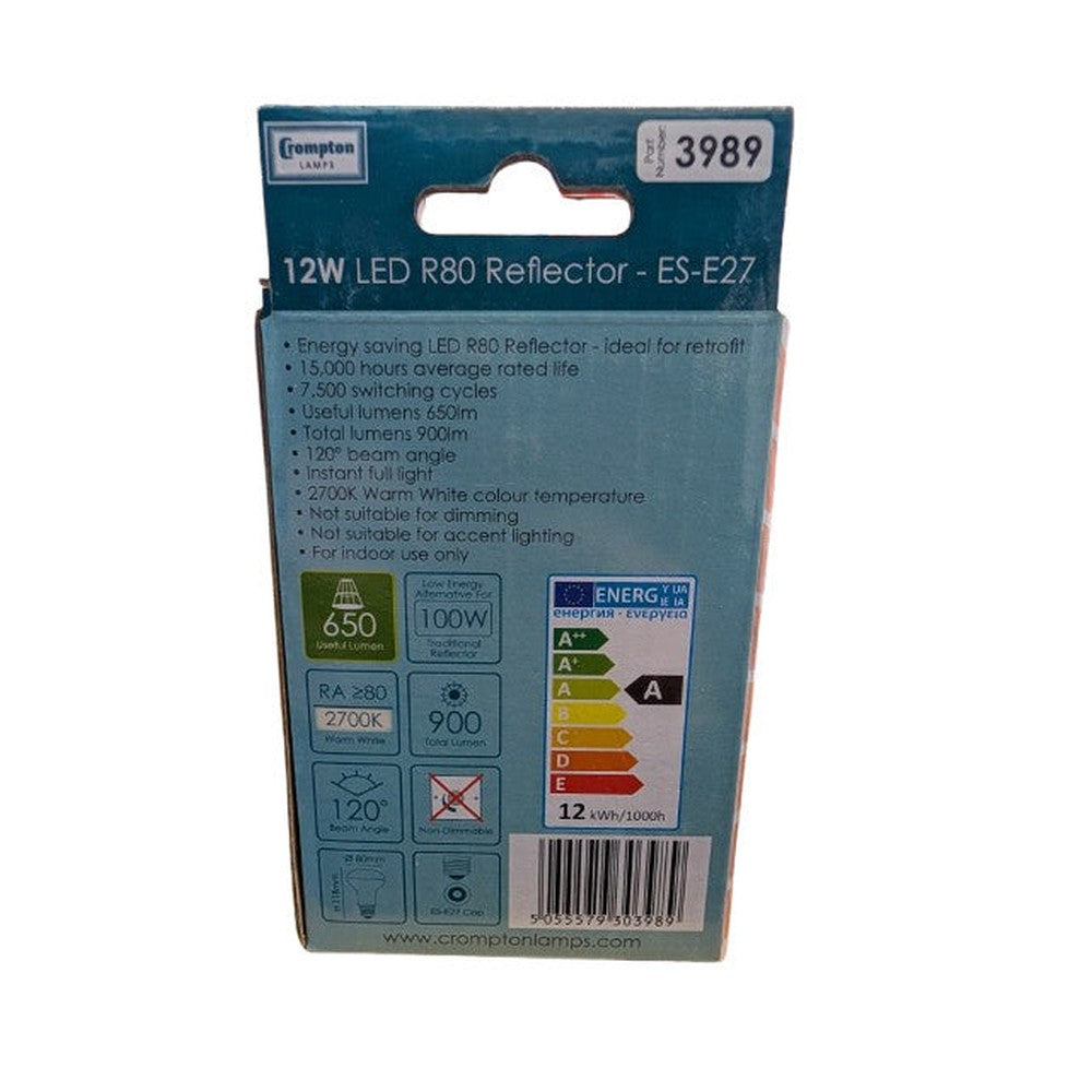 LED Reflector R80 Thermal Plastic 12W 2700K ES-E27 Warm White