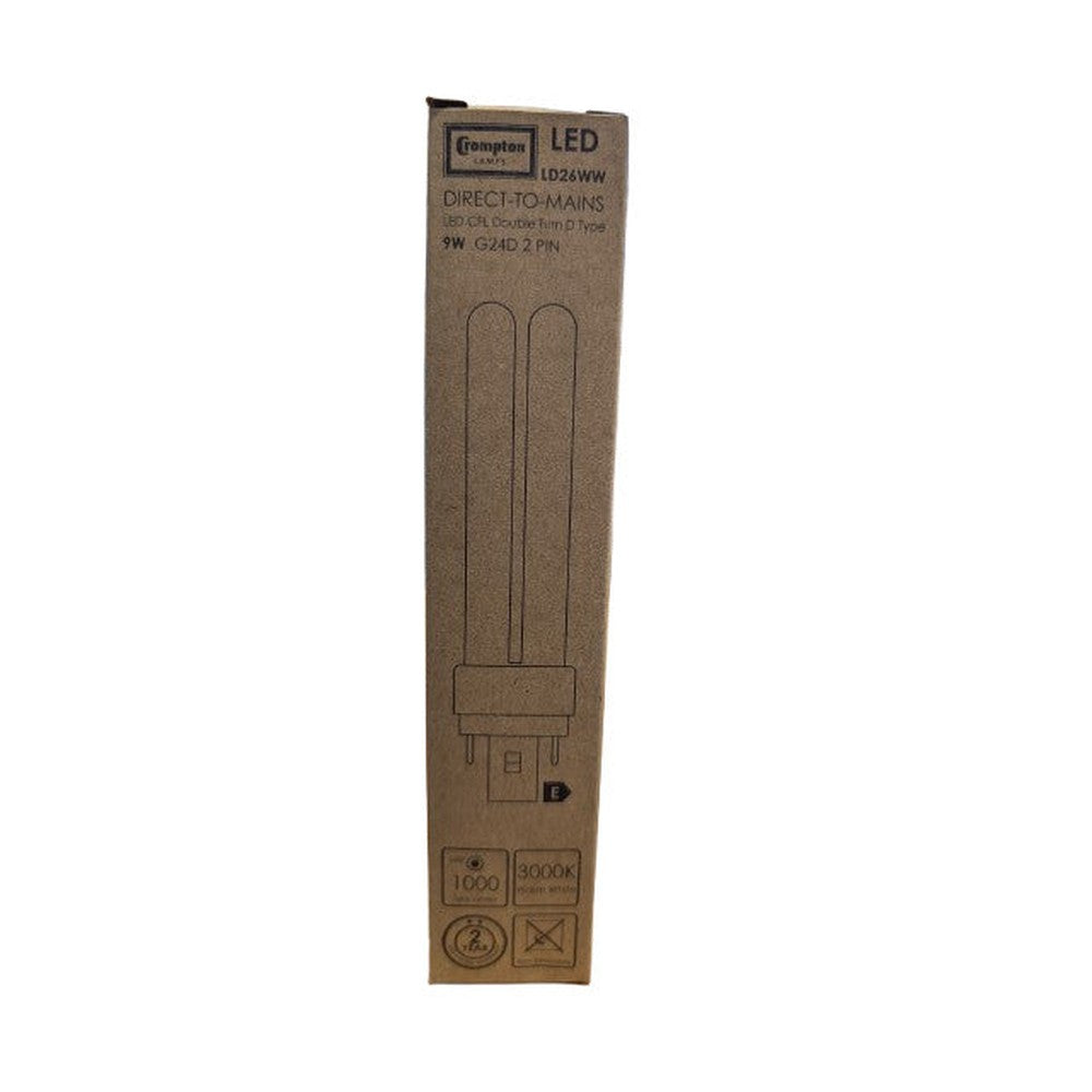 Crompton LED PLC 9W G24QD  2-pin Double Turn D-Type Direct to Mains Warm Whit