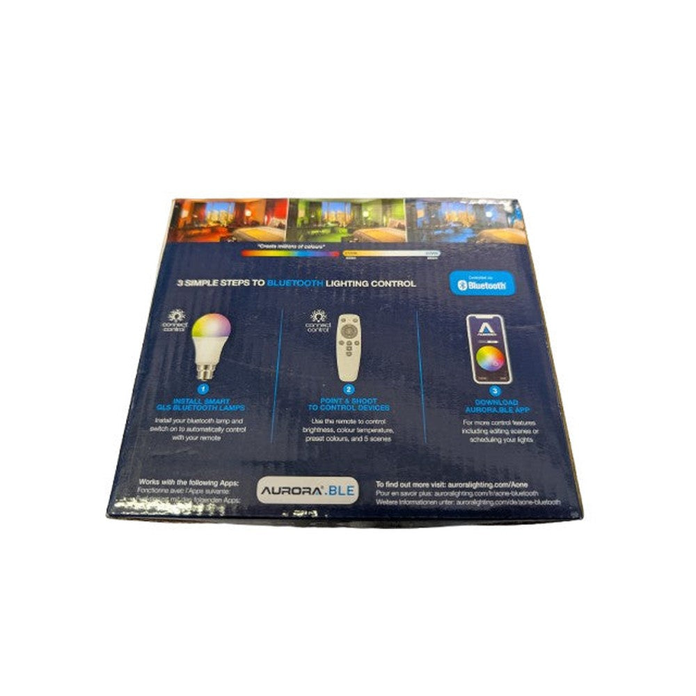 Aurora Lighting AU-A1BTGBWK Smart GLS RGBCX B22 8W LED Lamps Starter Kit