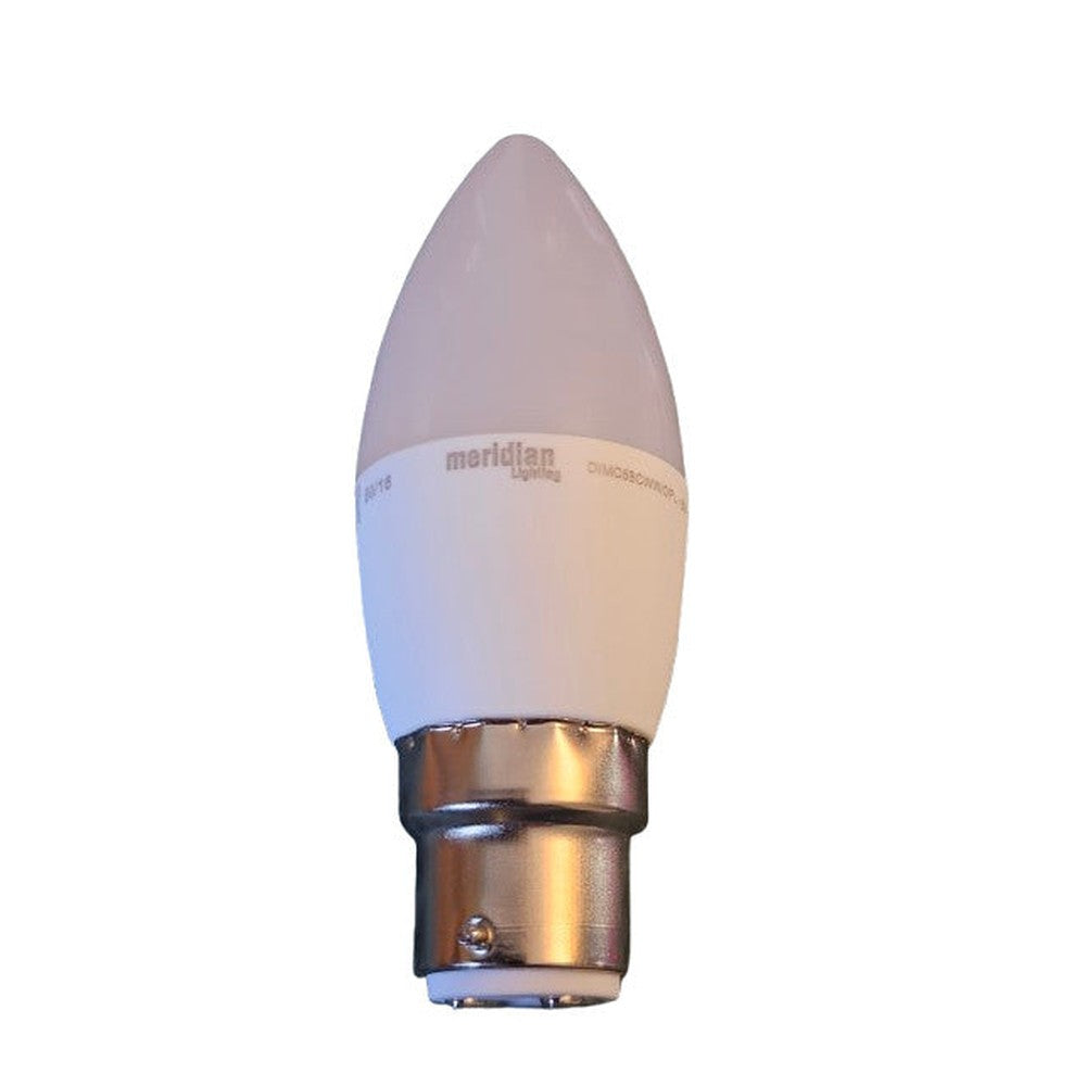 Meridian B22 5W Dimmable LED Candle Bulb 400Lm Warm White Frosted Diffuser 30k H