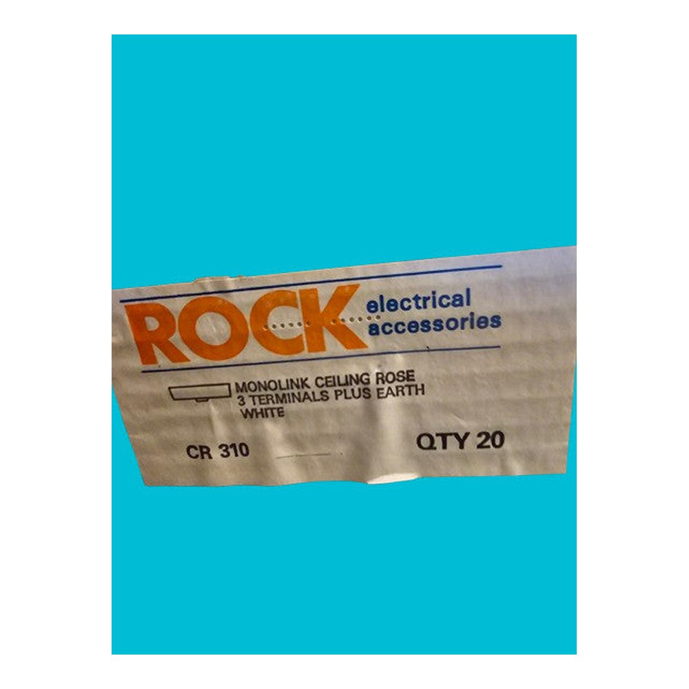 Rock Monolink Ceiling rose 3 Terminals Plus Earth White