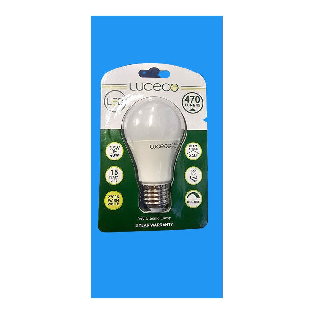 E27 ES 5.5w = 40w LED Dimmable A60 Classic Lamp Bulb 470lm 2700k Warm White