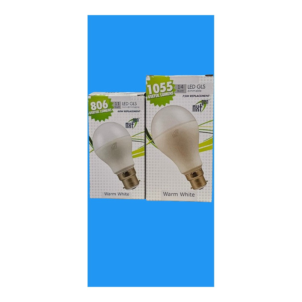 2 x BC-B22d LED GLS Replacement Bulbs Lamps Warm White Next Generation