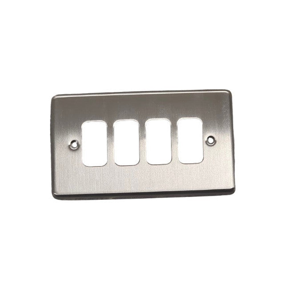 1 x 4 Grid Front Plate Brushed Steel New Sollysta WRGP4BS
