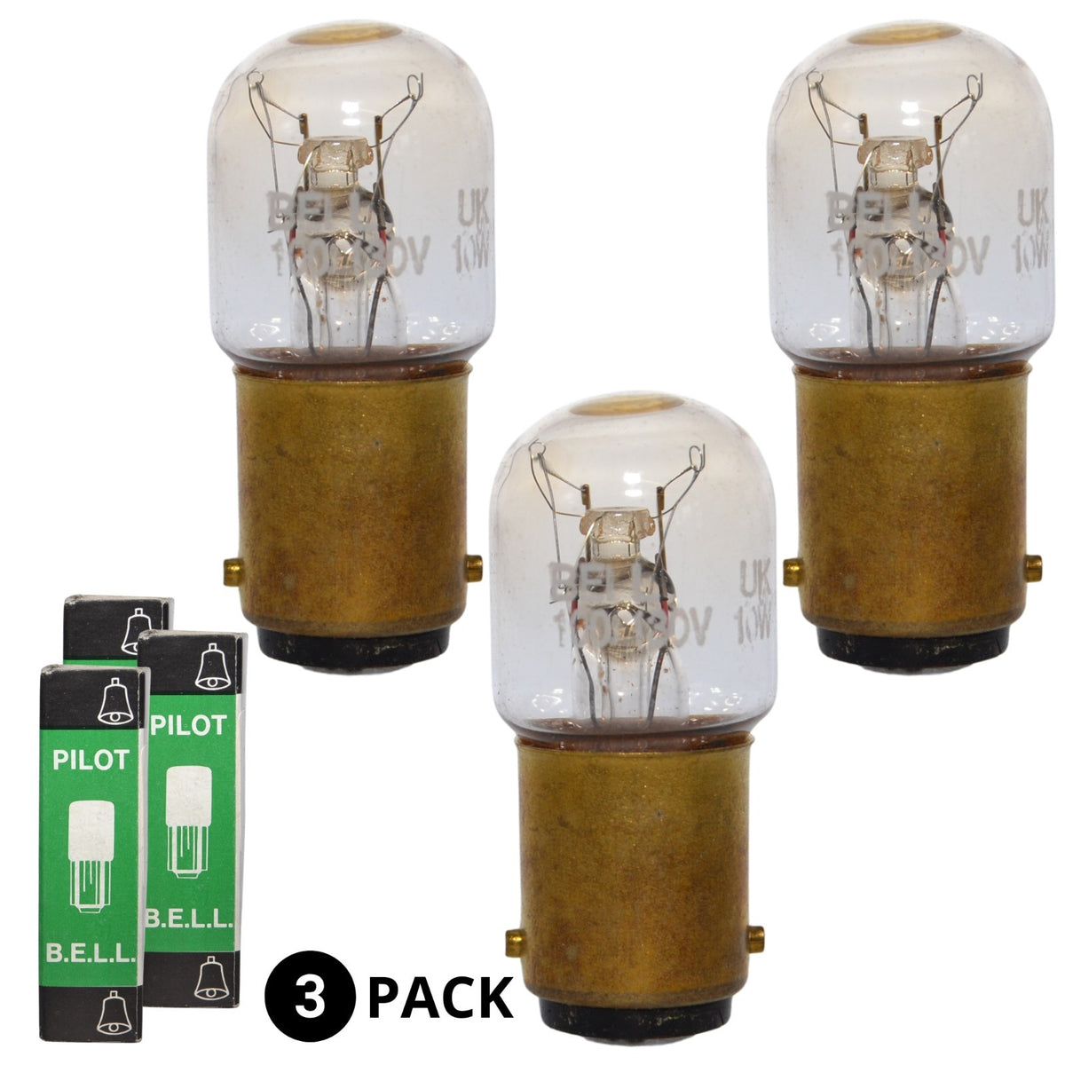 B.E.L.L. Pilot Bulbs - 100/130V 10W - SBC or SES Light Lamp