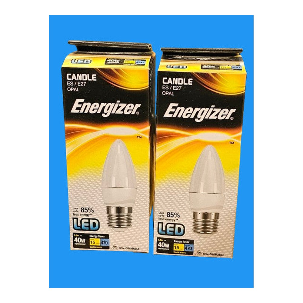 ES E27 5.9W = 40W  ( PACKof 2 )  Replacement LED Candle Bulb 15000h A+ Energizer