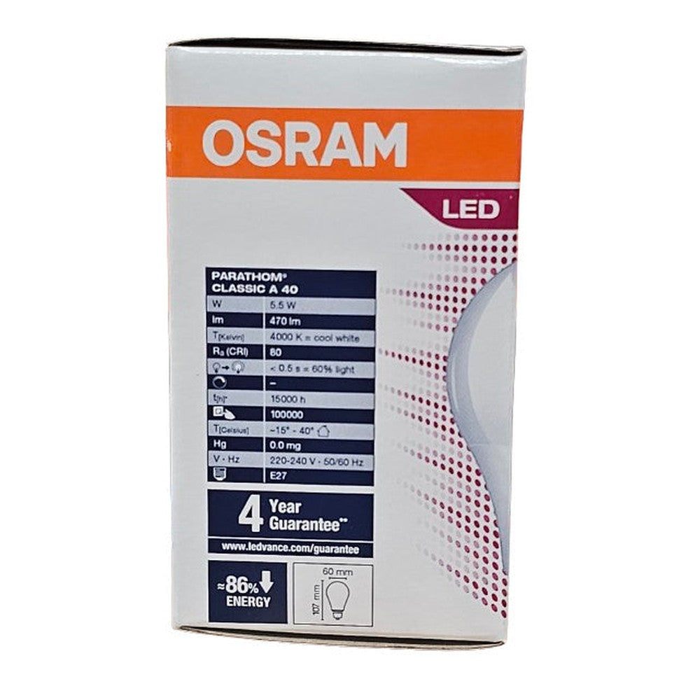 P CLAS A E27 Osram GLS LED Bulb 5.5 W (40W) 4000K Cool White GLS