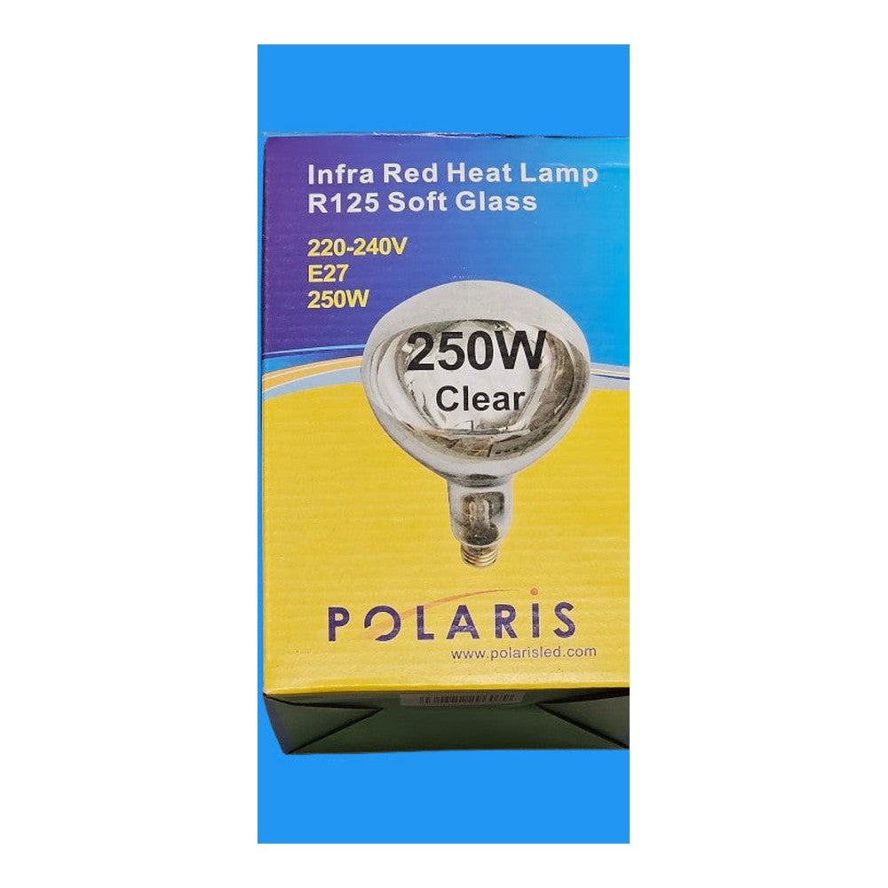 E27 R125 250W Infra Red Heat Lamp Bulb Soft Glass Polaris 220-240v Clear