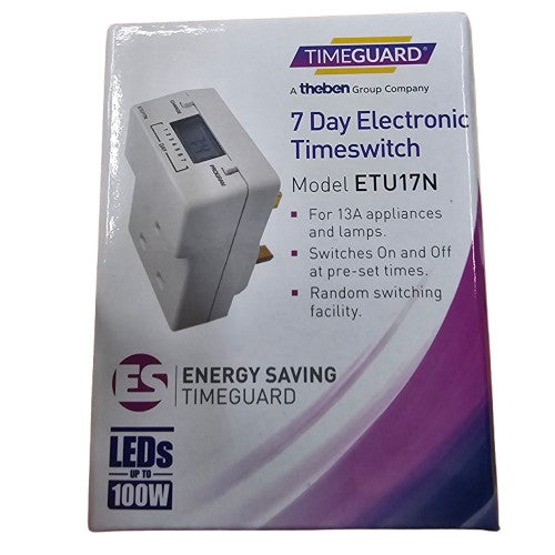Plug In Timer Switch Digital 7 Day 24 Hour Programmable - Timeguard ETU17N