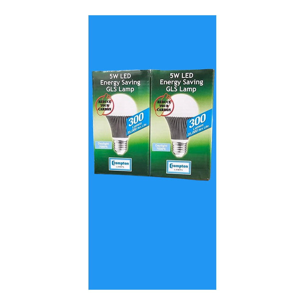 2 x ES E27 5w Crompton LED Energy Saver Bulb GLS Lamp 300lm 7000k Daylight