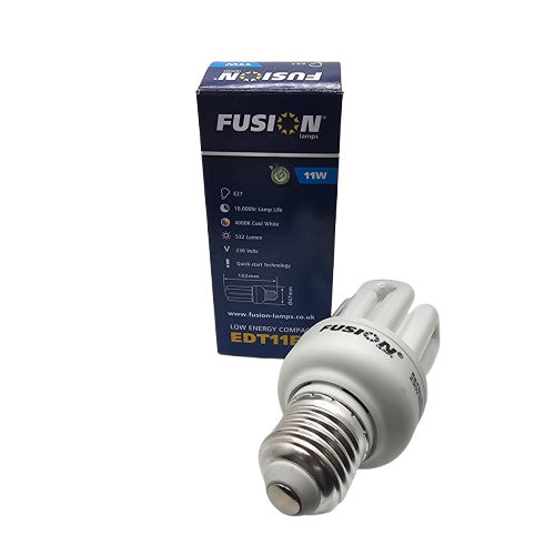 3 x E27 11W Fusion 230v Low Energy Compact 532lm 4000k Cool White 102mm x 47mmm