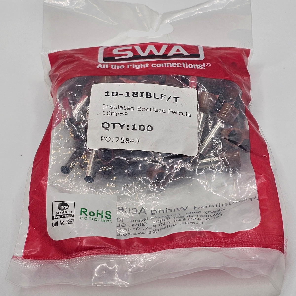 SWA 10mm² INSULATED BOOTLACE FERRULE TERMINALS ( Brown for 10mm² cable)