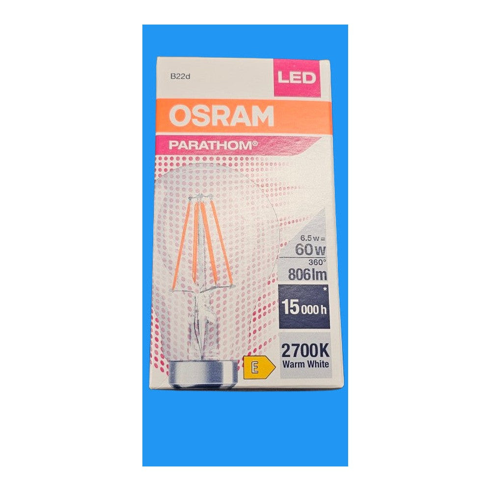 Osram PARATHOM Classic B22d LED GLS Bulb 6.5 W(60W) 2700K Warm White