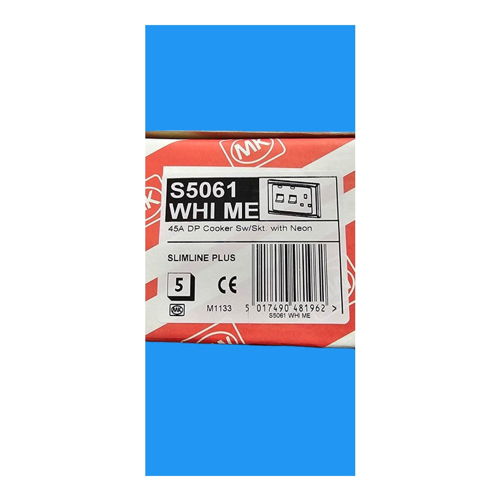 MK 45A DP Cooker Sw/Skt With Neon K5061 WHI ME Slimline Plus