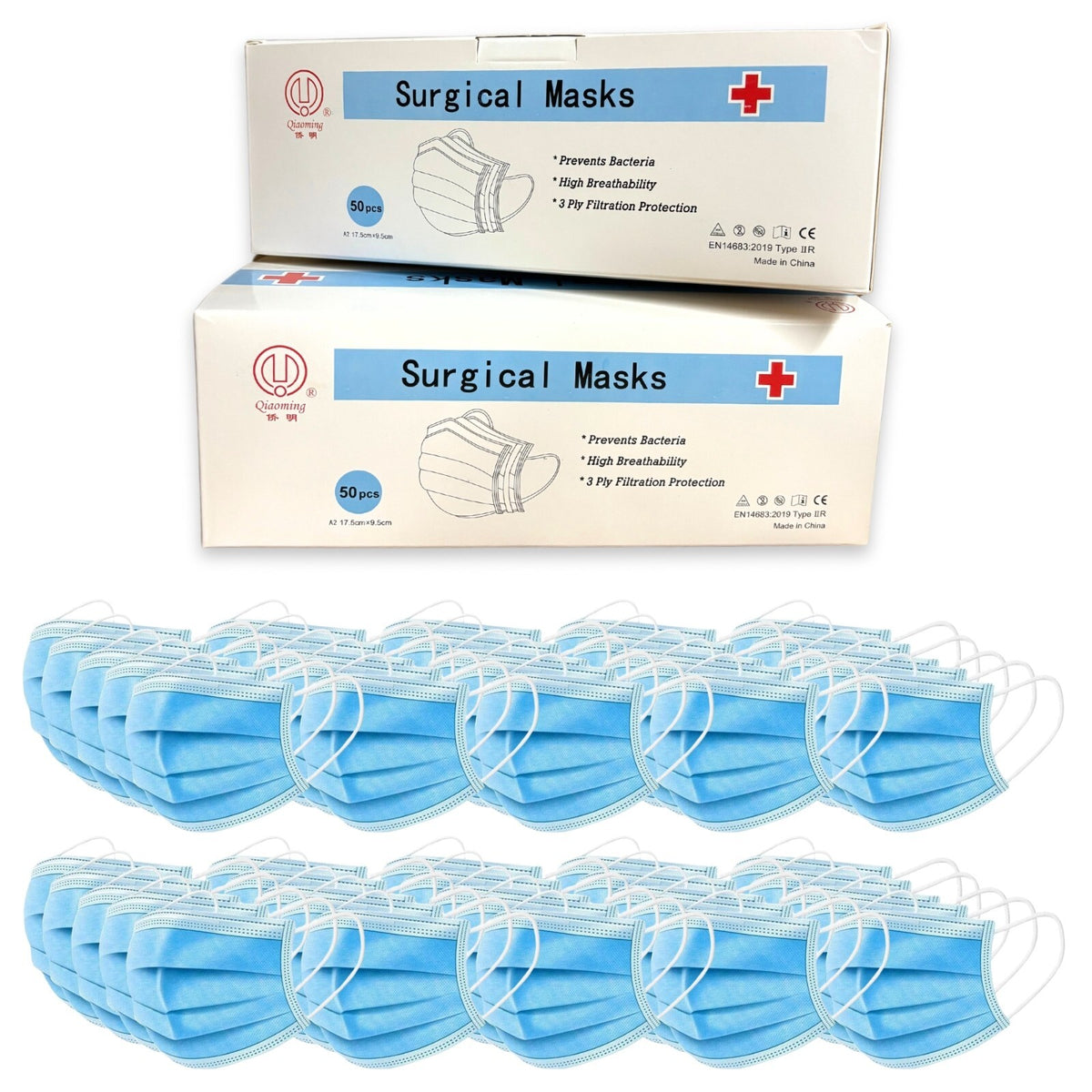 Disposable Surgical Face Masks 50 PCS - 3 Ply Protection Bacteria Dust Pollen