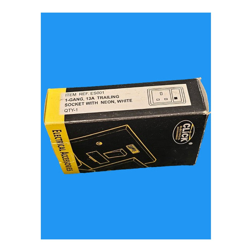 Rewirable Mains Extension Click 1 Gang 13A Trailing Socket with Neon ES001