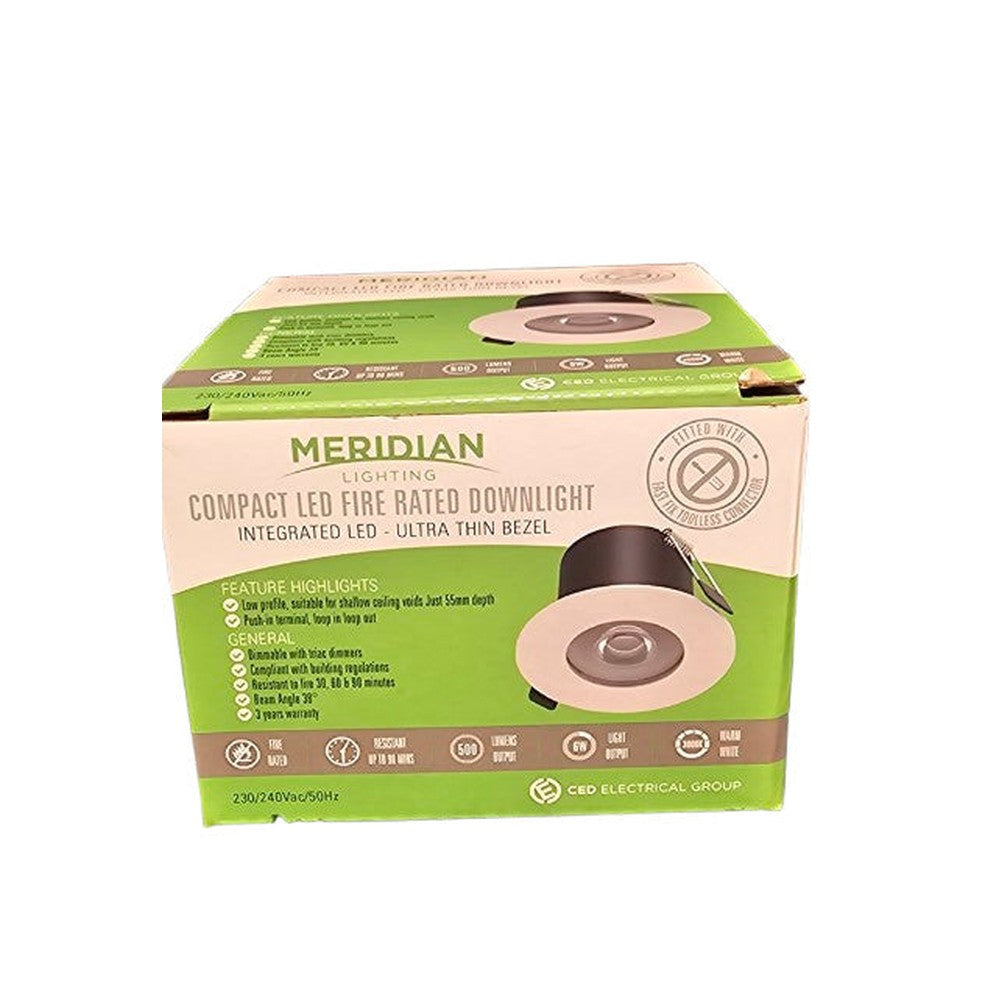 Compact LED Fire Rated Downlight Ultra Thin Bezel Dimmable 6W 500Lm